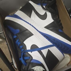Nike Air Jordan 1 Mid Black, White & Blue Sneakers